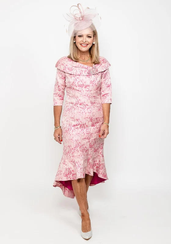 Ispirato Floral Fishtail Dress, Pink Fondant