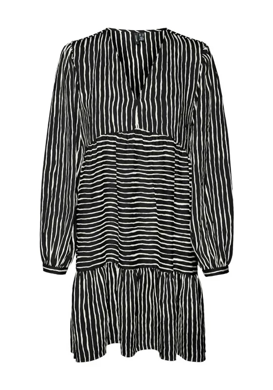 Vero Moda Lillian Mara Striped Short Dress, Black