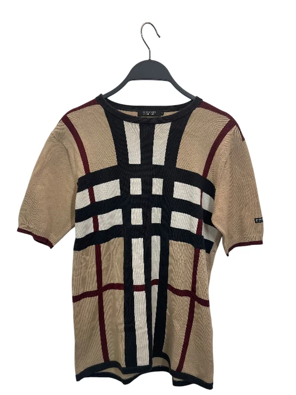 BURBERRY BLACK LABEL/Sweater/2/Beige/Cotton/bmt80-408-44Striped Knit Tops