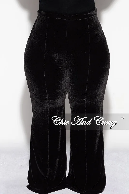 Final Sale Plus Size Velvet High Waist Pants in BlackWomen's thick tops