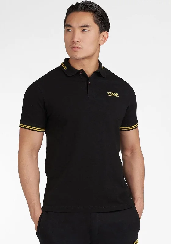 Custom polo shirtBarbour International Essential Tipped Polo Shirt, Black