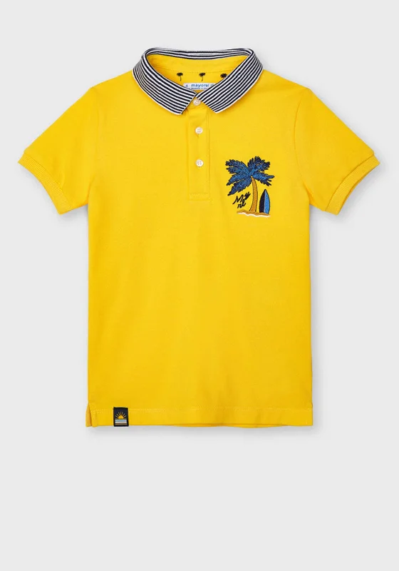 Polka dot polo shirtMayoral Boys Palm Tree Print Polo Shirt, Yellow