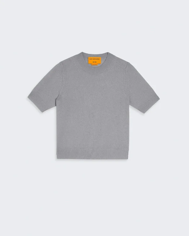 Sweater Tee - Heather GreyLeather-Paneled Knit Tops