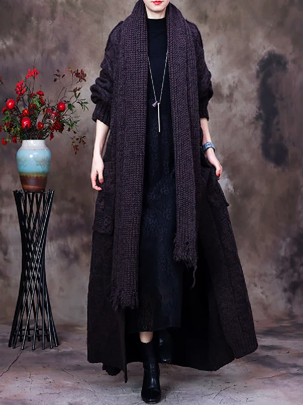 Women Vintage Long Baggy Thick Sweater CoatOversized Knit Tops