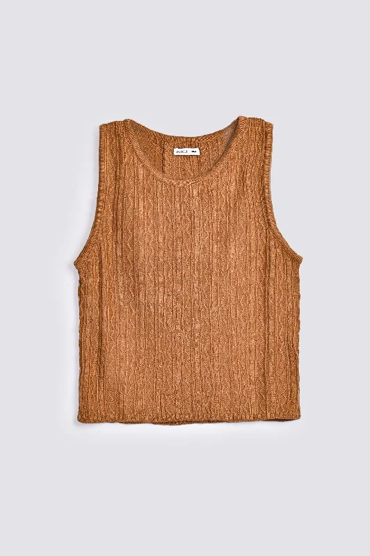 SLEEVELESS TEXTURED SWEATERColorblock Knit Tops