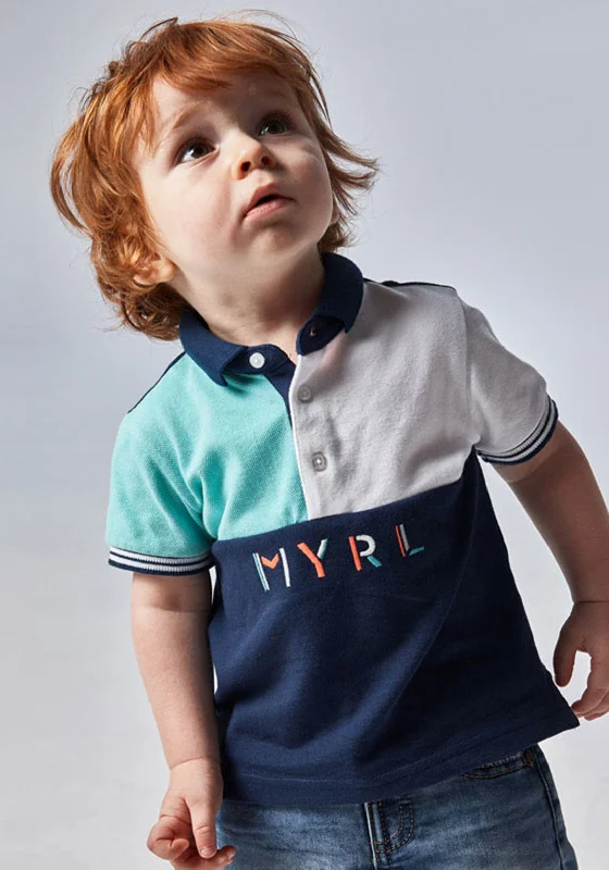 Gradient polo shirtMayoral Baby Boys Colour Block Polo Shirt, Navy