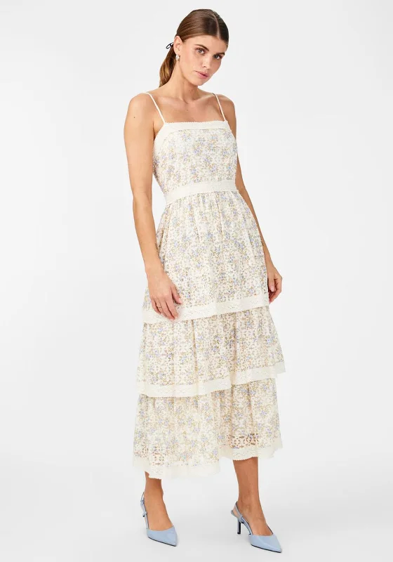 Y.A.S Sasta Floral Lace Midi Dress, Star White