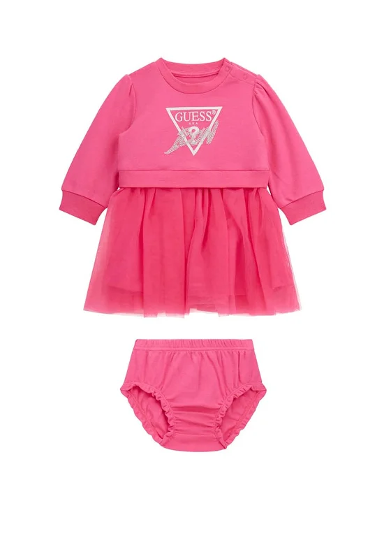 Guess Baby Girl Long Sleeve Dress and Pant Set, Pink