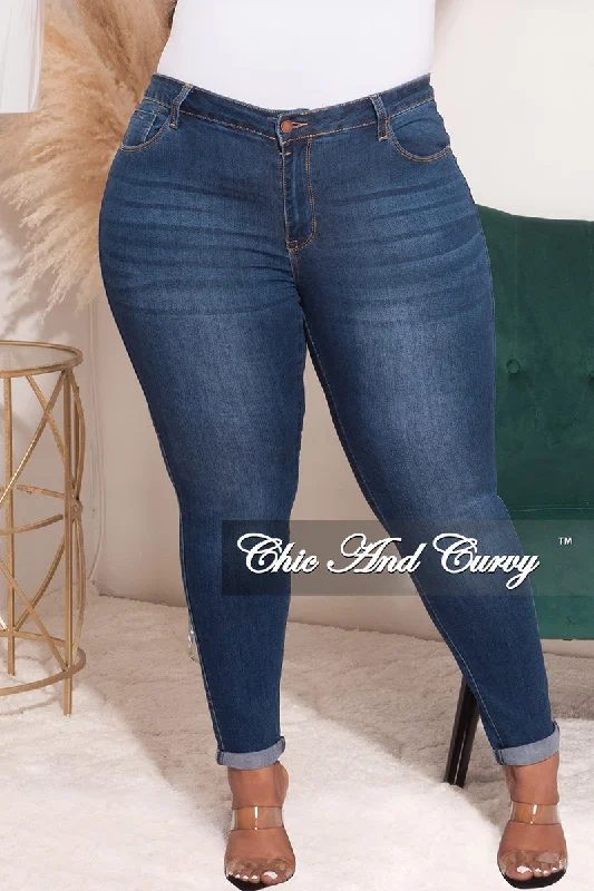 Final Sale Plus Size Ankle Cuff Boyfriend Dark Denim JeansWomen's wedding tops