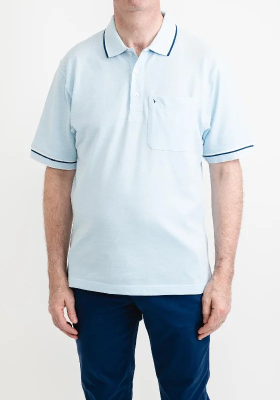 Linen polo shirtDaniel Grahame Short Sleeve Polo Shirt, Light Blue