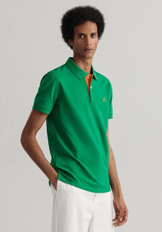 Casual polo shirtGant Contrast Collar Pique Polo Shirt, Lavish Green