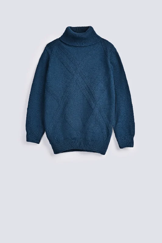 BOYS CROSS PATTERN HIGH NECK SWEATERSilk Knit Tops