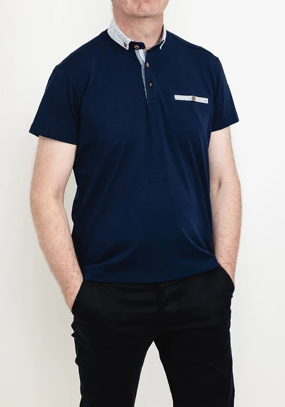 Checkered polo shirtAdvise Contrast Trim Polo Shirt, Navy