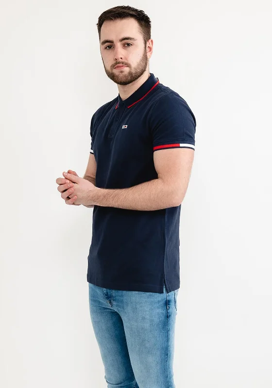 Branded polo shirtTommy Jeans Contrast Cuff Polo Shirt, Twilight Navy