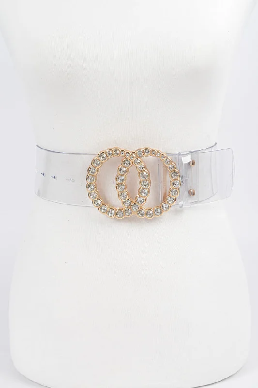 Final Sale Plus Size Clear Waist Belt with Gold / Rhinestone BucklePlus size women's evening tops