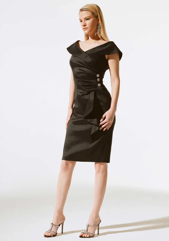 Joseph Ribkoff Pleated Wrap Sheath Dress, Black