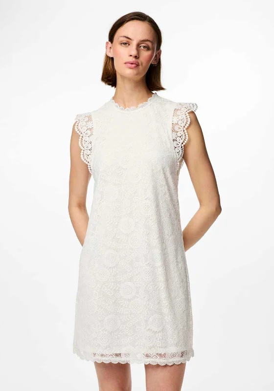 Pieces Colline Lace Mini Dress, Cloud Dancer