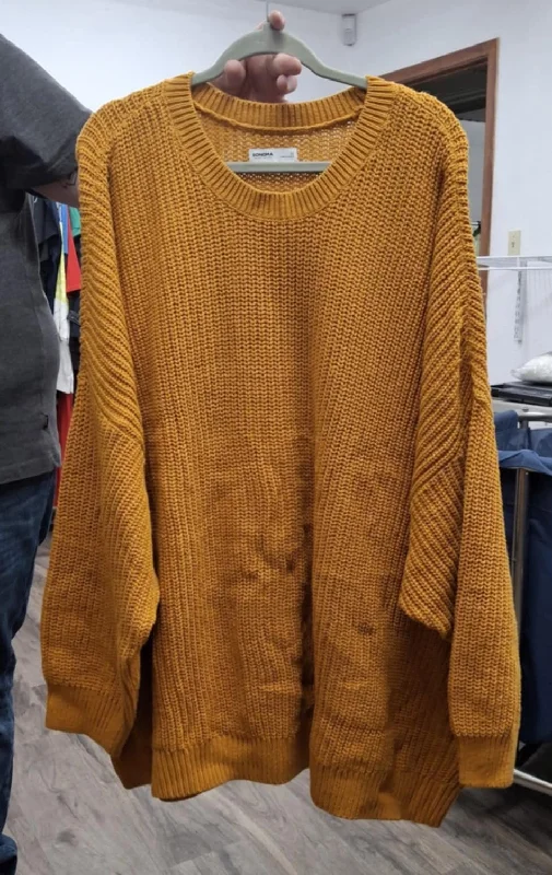 Gold Strechy Sweater Long SleevesPlush Knit Tops