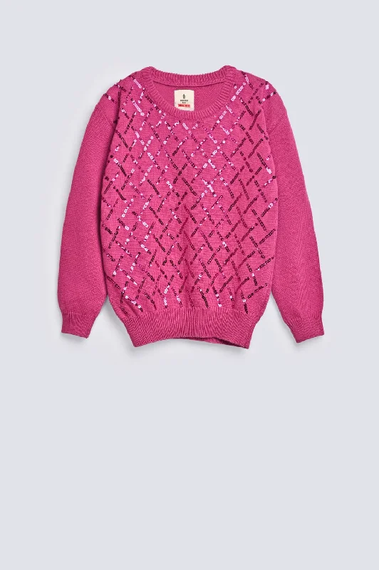 GIRLS EMBELLISHED SWEATERFleece Knit Tops