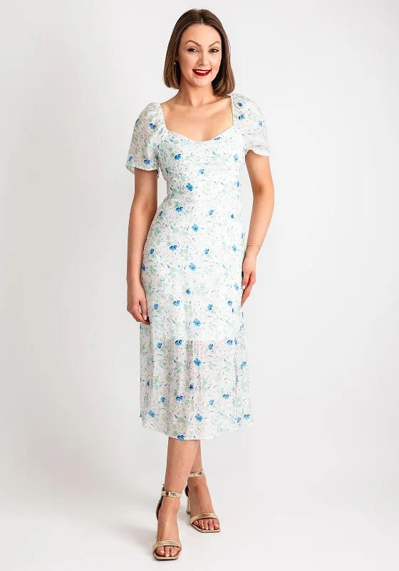 Vero Moda Kiri Floral Midi Dress, Snow White & Kaja