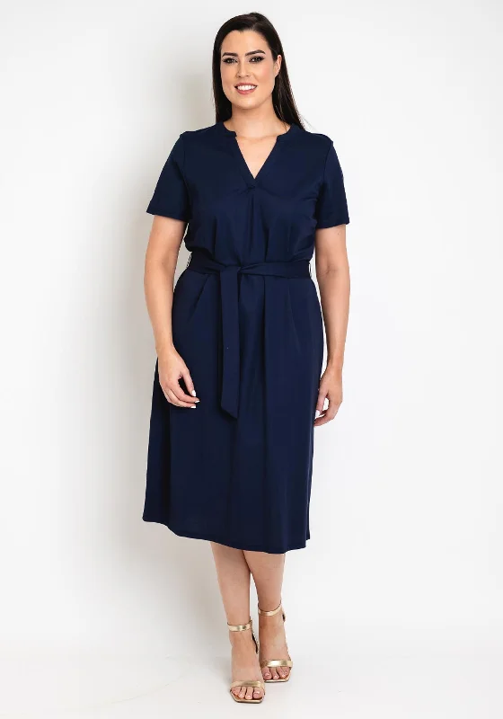 Vero Moda Curve Jenny V Neck Dress, Navy