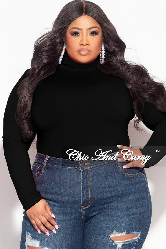 Final Sale Plus Size Turtleneck in BlackPlus size women's solid color tops