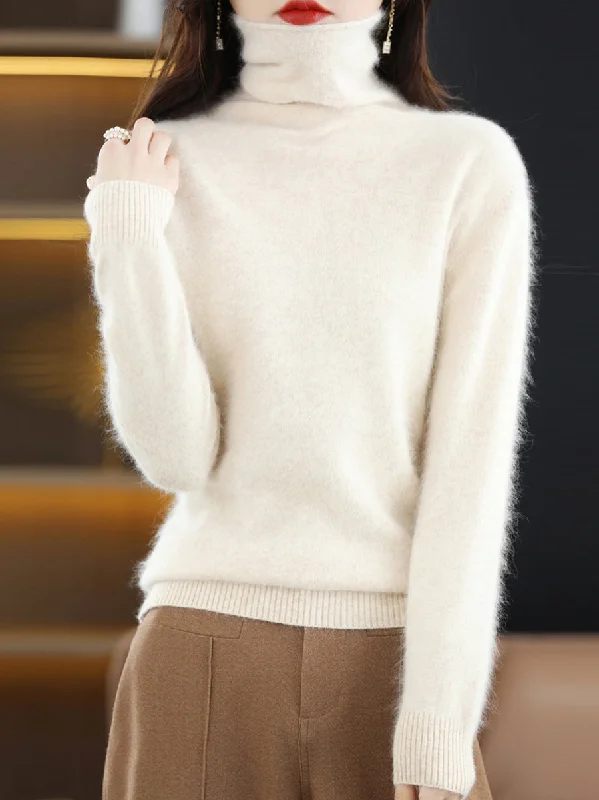 Women Casual Winter Solid Turtleneck SweaterFestival Knit Tops