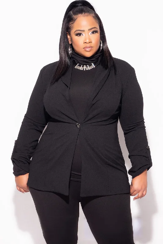 Final Sale Plus Size Blazer in BlackKnit Top