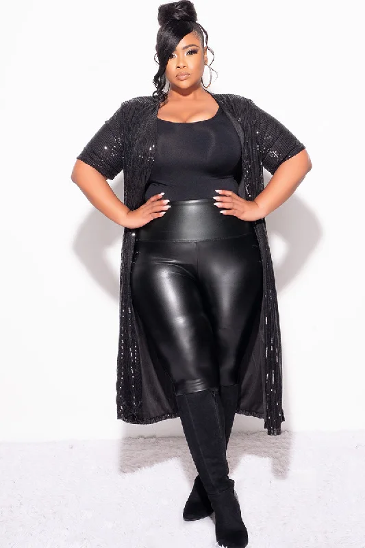 Final Sale Plus Size Sequin Duster in BlackWomen's spring tops