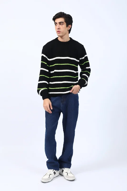 CONTRAST STRIPER SWEATERCashmere Knit Tops