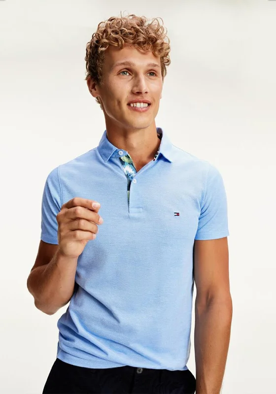 Minimalist polo shirtTommy Hilfiger Printed Placket Slim Polo Short Sleeve Top, Copenhagen Blue