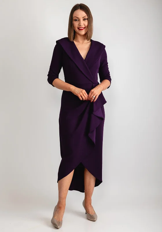 Joseph Ribkoff Wrap Pencil Midi Dress, Blackcurrant