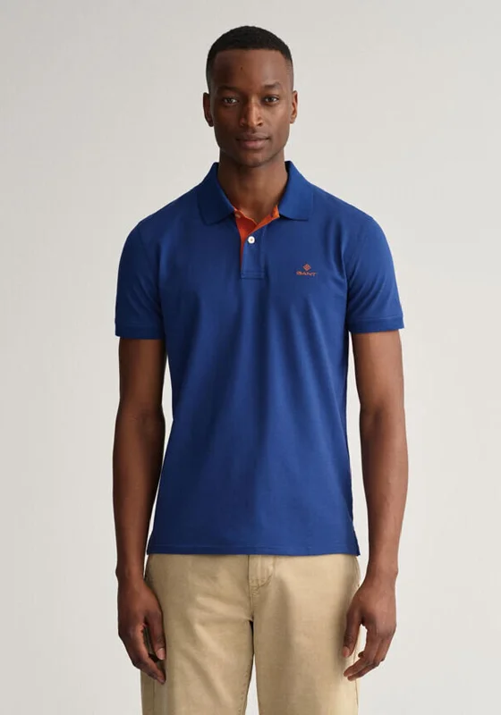 Printed polo shirtGant Contrast Pique Collar Polo Shirt, Deep Blue