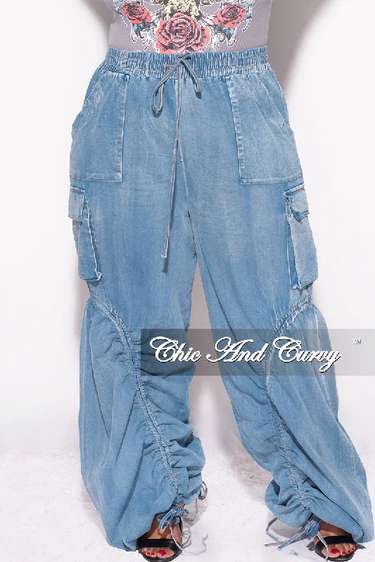 Final Sale Plus Size Ruched Cargo Pants in DenimWomen's wedding tops