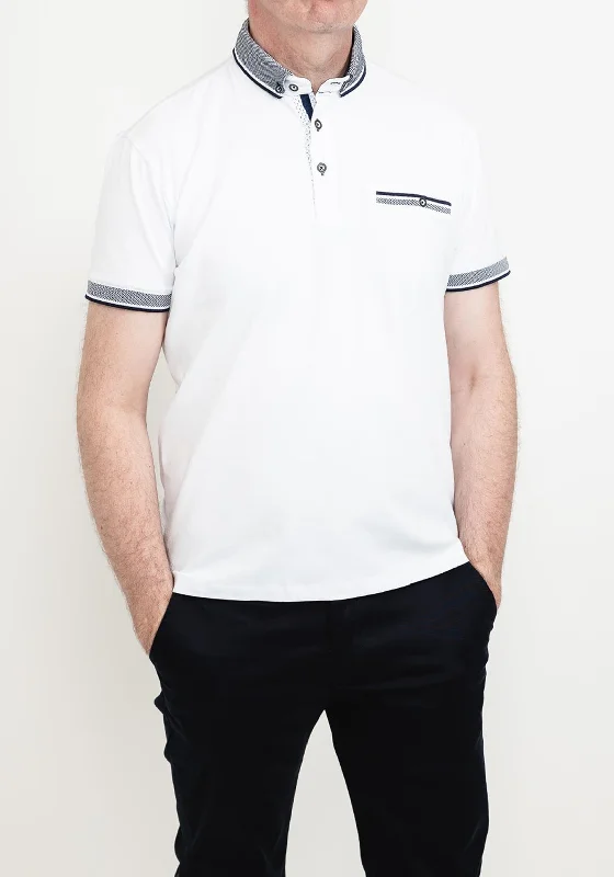 Color-block polo shirtAdvise Contrast Trim Polo Shirt, White