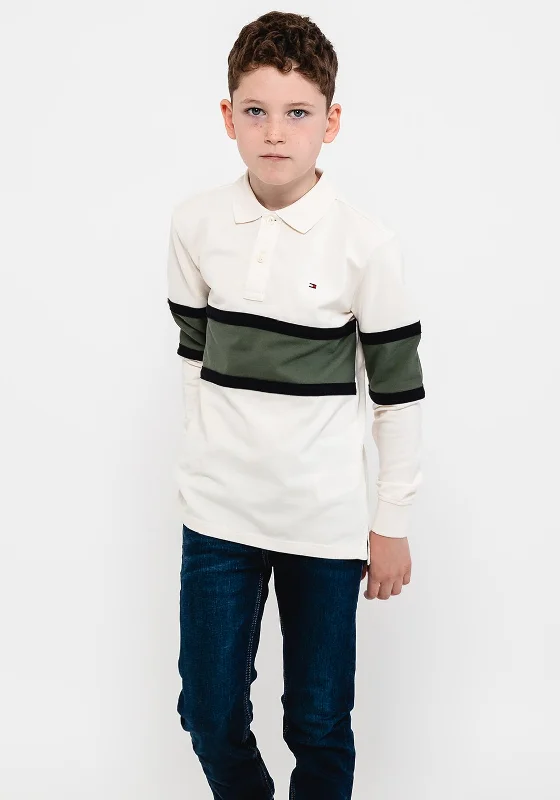 Custom polo shirtTommy Hilfiger Boys Colourblock Polo Shirt, Ivory Petal