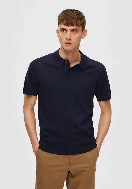 Mesh polo shirtSelected Homme Town Knit Polo Shirt, Sky Captain