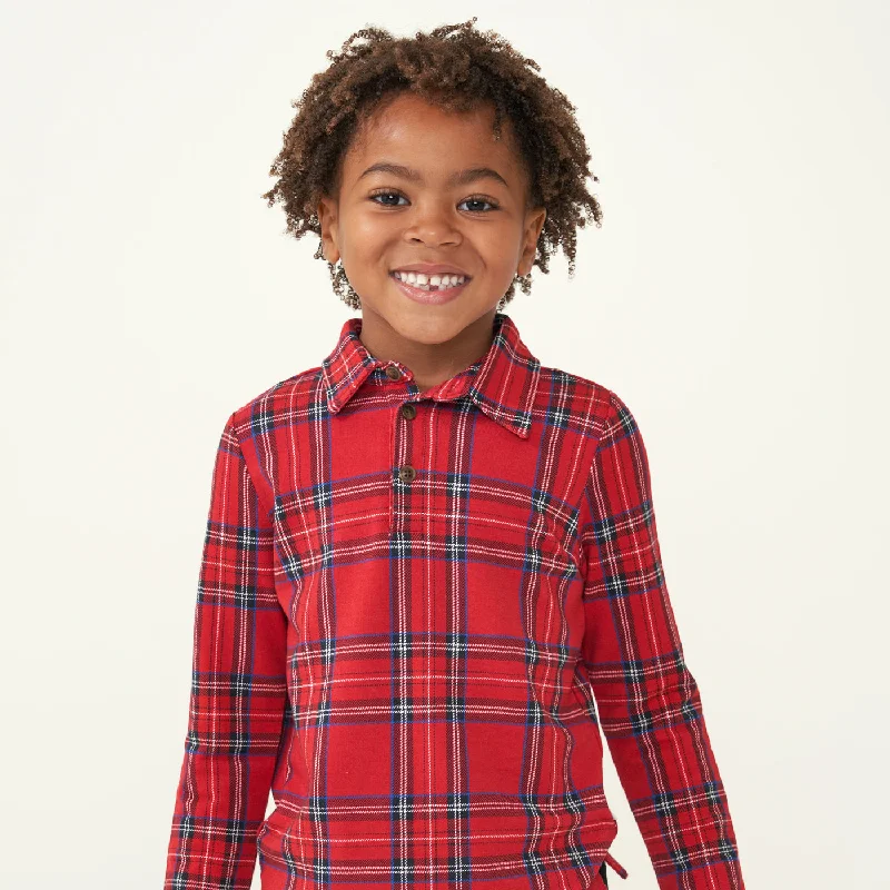 Minimalist polo shirtHoliday Plaid Long Sleeve Polo Shirt