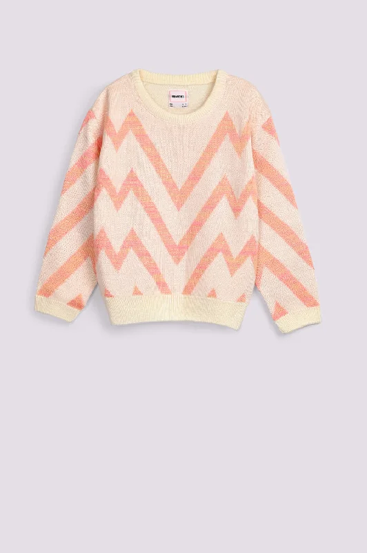 GIRLS JACQUARD SWEATER WITH LUREXRibbed Cuff Knit Tops