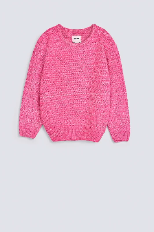 GIRLS DROP SHOULDER TWISTED YARN SWEATERFestival Knit Tops