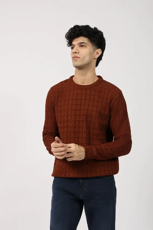 TEXTURED KNIT SWEATERHip-Hop Knit Tops