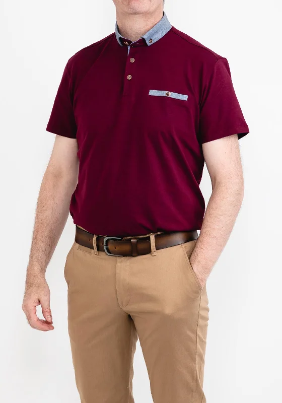 Classic polo shirtAdvise Contrast Trim Polo Shirt, Burgundy