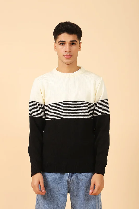 KNITTED STRIPED SWEATEROversized Knit Tops