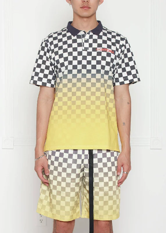 Logo polo shirtKonus Men's Checker Polo with Yellow Ombre