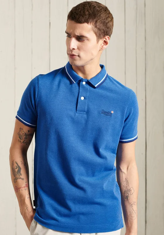 Office polo shirtSuperdry Classic Poolside Pique Polo Shirt, Blue