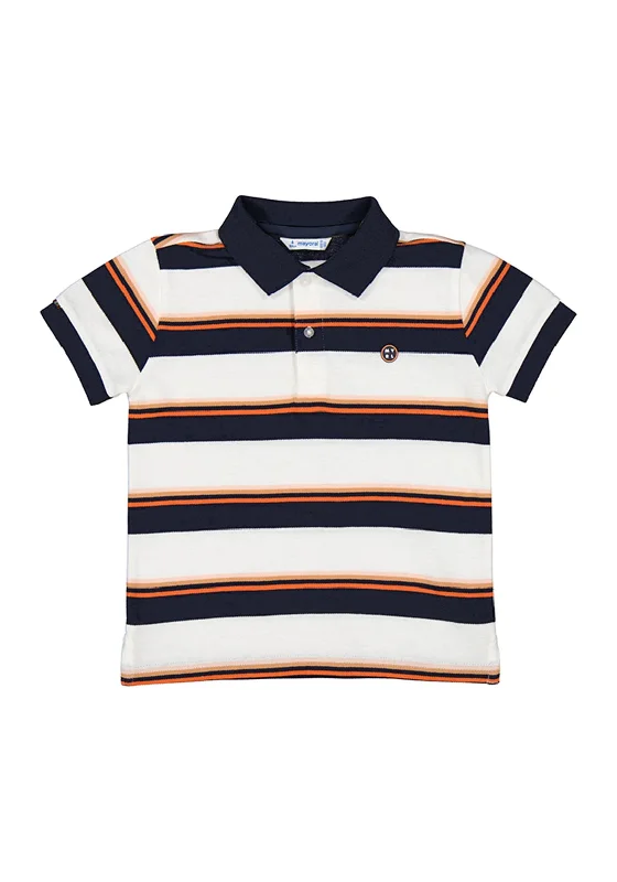 Evening polo shirtMayoral Boy Short Sleeve Stripe Polo, Navy Multi