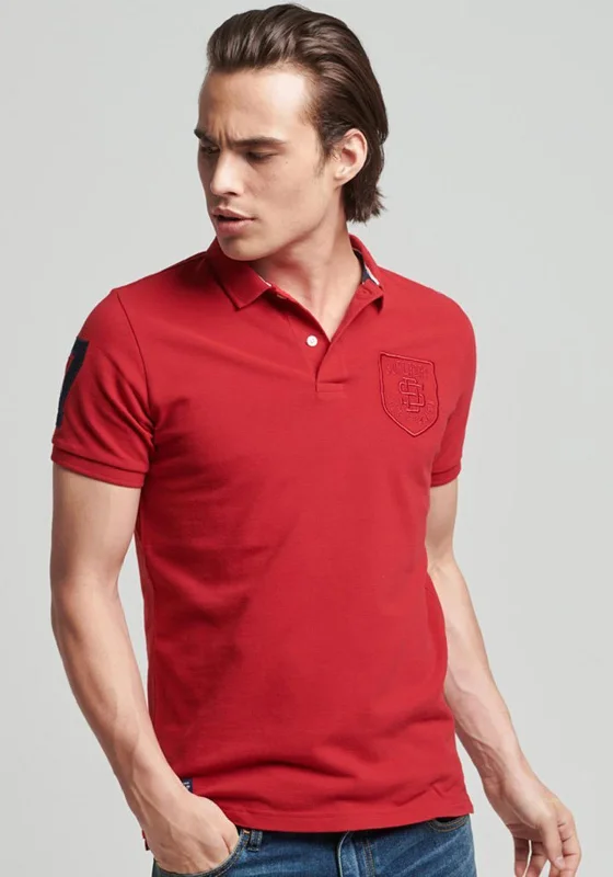 Checkered polo shirtSuperdry Vintage Superstate Logo Polo Shirt, Varsity Red