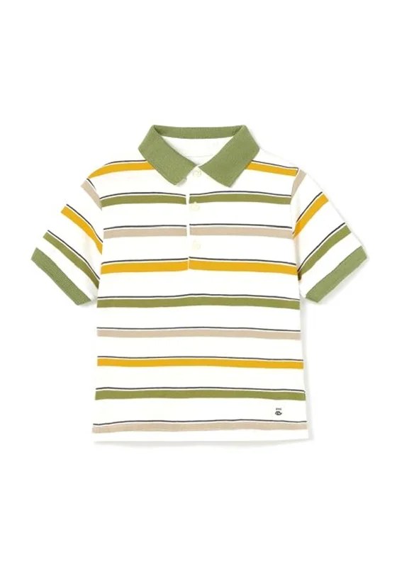 Sheer polo shirtMayoral Baby Boy Stripe Polo Shirt, Green Multi