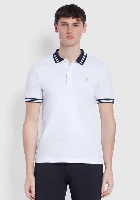 Unisex polo shirtFarah Stanton Polo Shirt, White & Navy