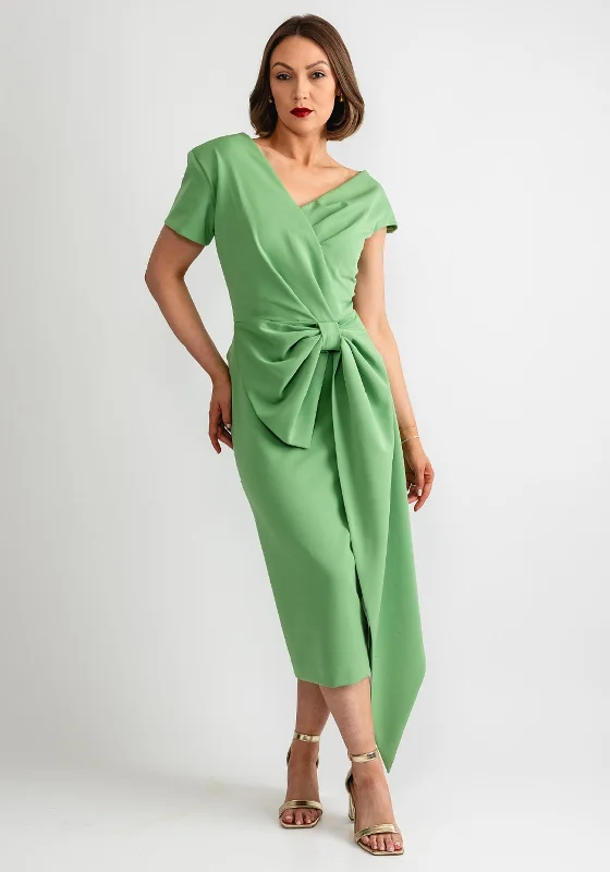 Kevan Jon Safia Bow Pencil Dress, Pistachio